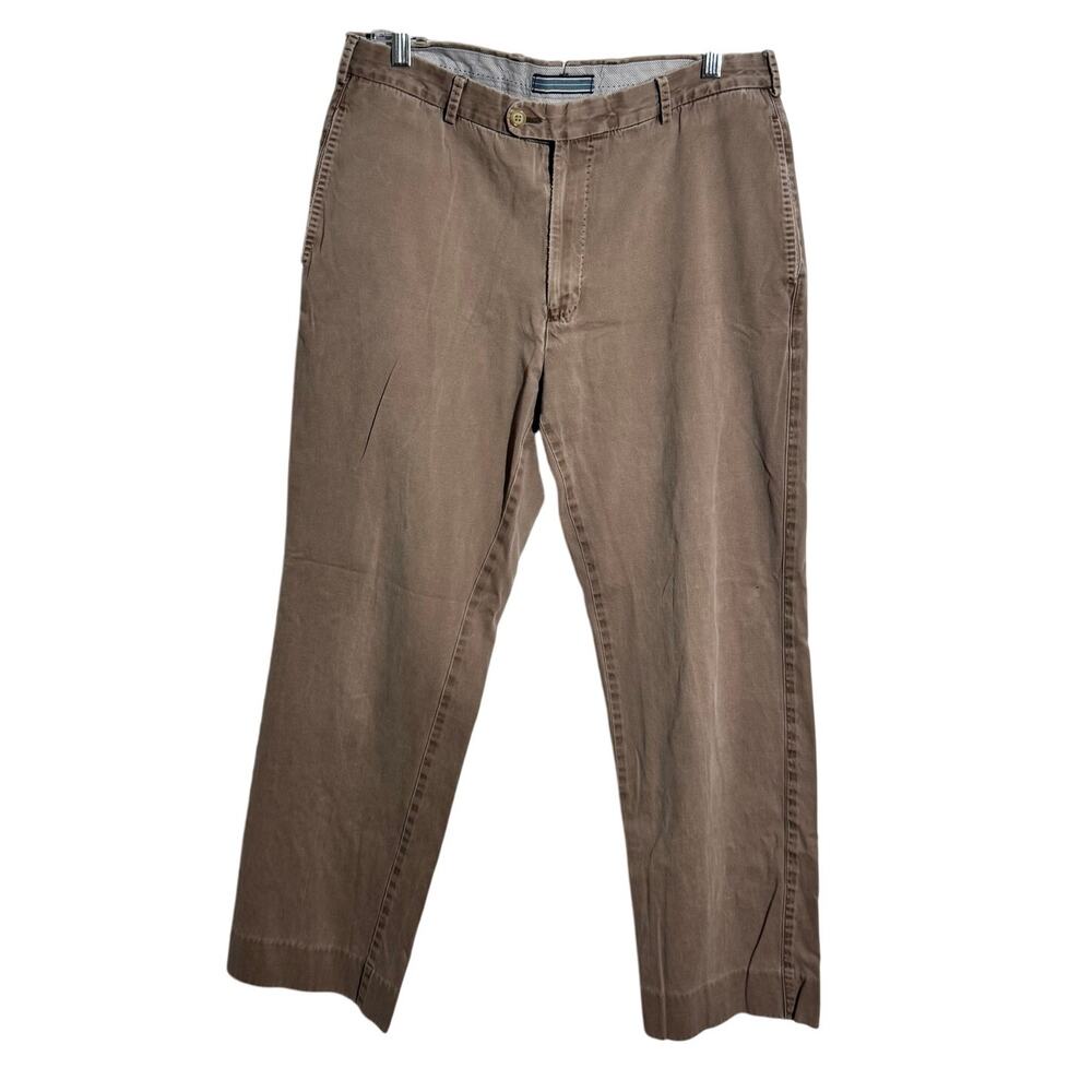 Peter Millar Pants Mens 34 Beige Brown Flat Front‎ Straight Khaki Chino Preppy